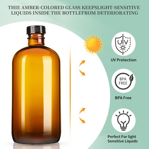 GIVAMEIHF 16oz Amber Glass Spray Bottles,4 Pack Glass Spray Bottles Refillable Empty Bottle with Adjustable Nozzle,Spray Bottle for Cleaning,Essential Oils,Cleaning,Pets,Plant, Hair Mister