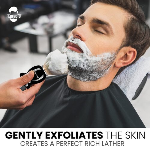Perfecto 100% Pure Badger Shaving Brush - Black Handle for a Superior Shaving Experience | Ideal for Safety, Double Edge, and Straight Razors