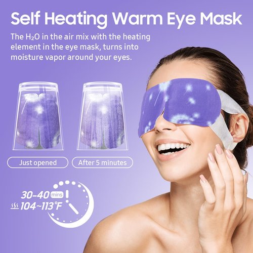 BeHoomi Steam Eye Mask, 10 Packs Heated Eye Mask, Self Heating Disposable SPA Warm Compress for Eyes Sleep Mask, Travel Essentials & Relaxation Gifts, Valentine's Day Gifts (Lavender Scent)