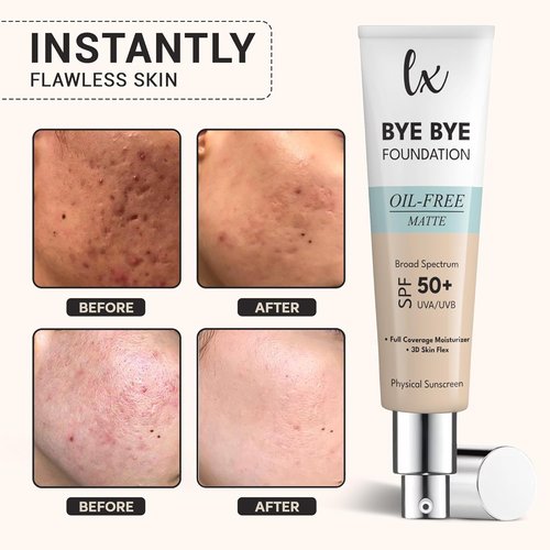 Lx Blend Bye Bye Foundation - Oil-Free Matte Coverage Moisturizer with SPF 50 | Medium 1 FL OZ