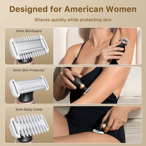 Trimcoo 2026 New Bikini Trimmer for Women - Small EButPowerful Electric Razors, Intimate Pubic Hair/Lady Facial Painless Removal, USB-C Cordless Body Shaver for Trip,Replaceable Wet/Dry Blade, Black