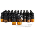 AGENIZ 50pcs Amber Glass Mini Essential Oil Dropper Bottles with Glass Eye Dropper for Travel Sample Vials