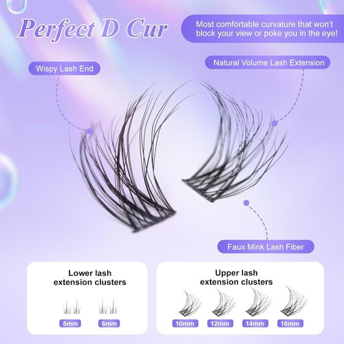 Fenshine Cluster Lashes Individual Lashes Kit 3D WISPY LASH KIT 10-18mm Length，4 in 1 DIY Eyelash Extension Individual Soft False for Personal Use at Home