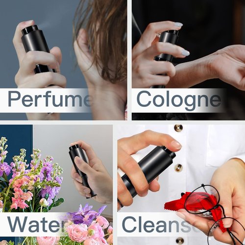 owlyee Perfume Travel Refillable Bottle - Empty Mini Cologne Spray Atomizer - Travel Size Fragrance Sprayer for Sample - Small Portable Refill Pump for Men Women 20ML & 8ML Black
