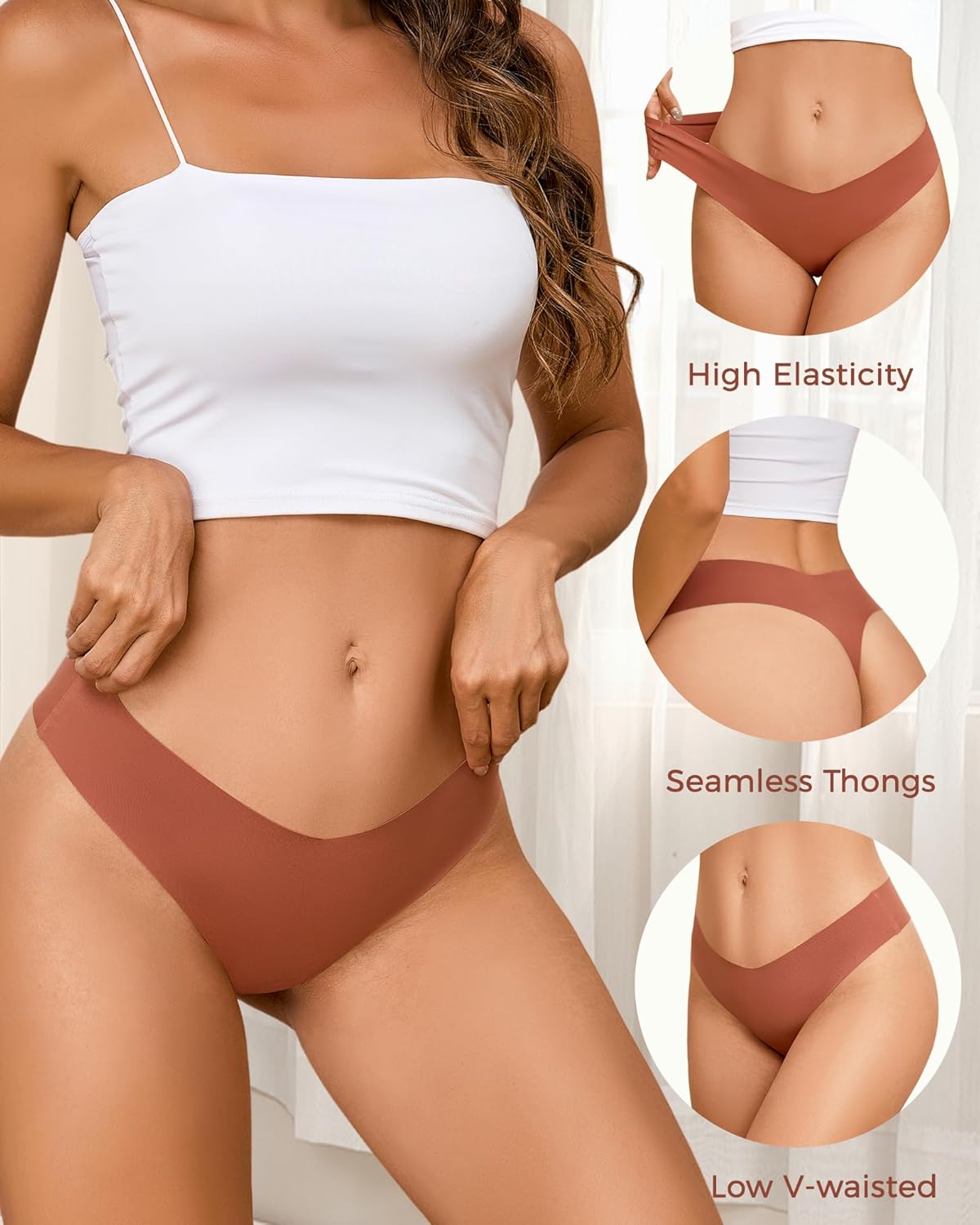 Take Talk Women's Seamless Thongs - 9 Pack No Show V-Waisted Invisible Panties | Sexy Lingerie
