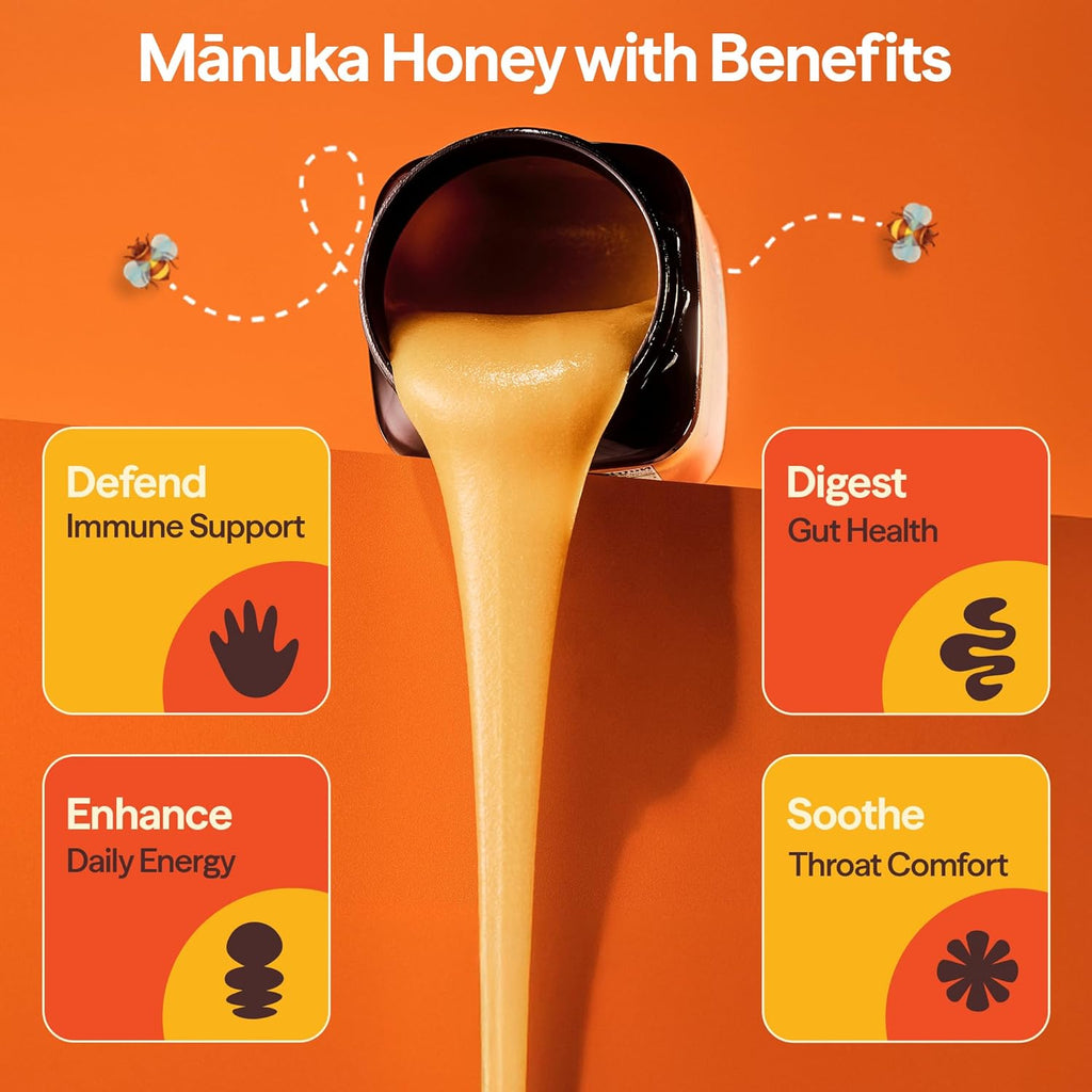 Wedderspoon Raw Manuka Honey 850+ MGO - Unpasteurized Superfood in 17.6 Oz BPA-Free Jar
