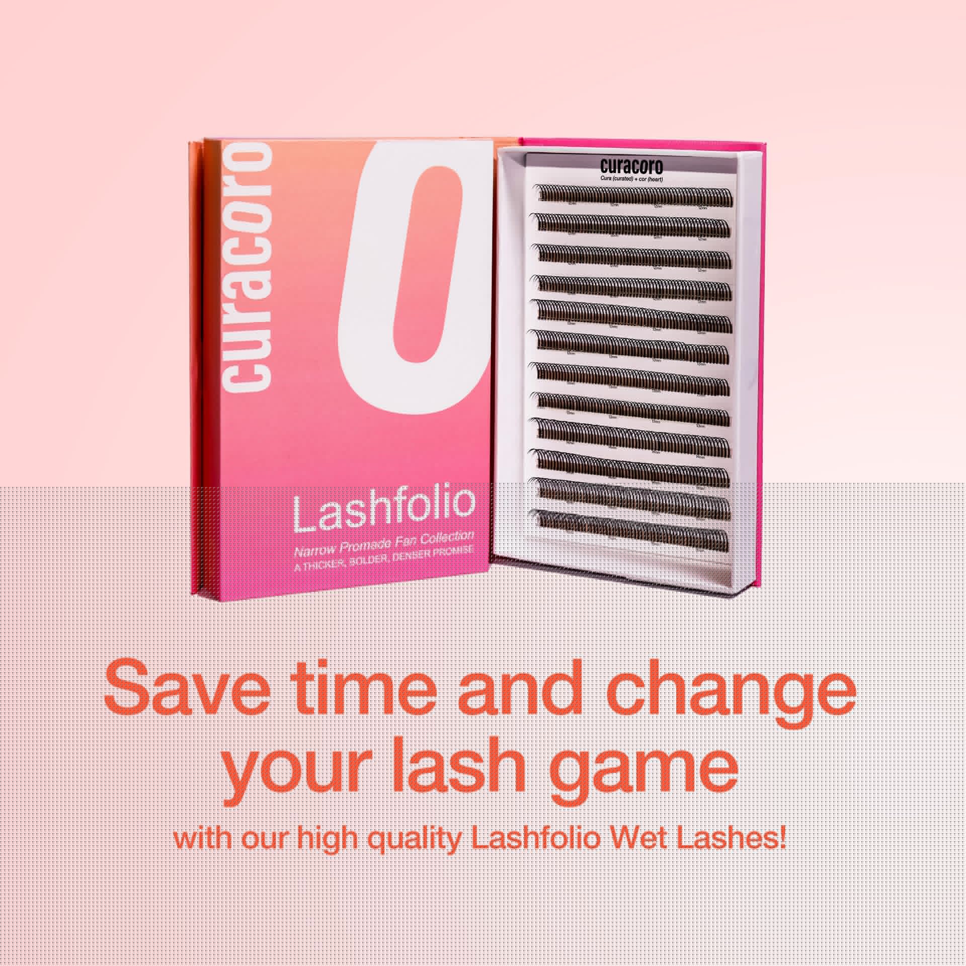 Curacoro LashFolio Wet Promade Fans, Handmade Volume Eyelashes, 5D To 10D, C CC D Curl, 0.03~0.07 mm, 8-13mm Mix Length, Professional Long-Lasting Promade Lash Fans (5D-0.07 CC 8mm-13mm)