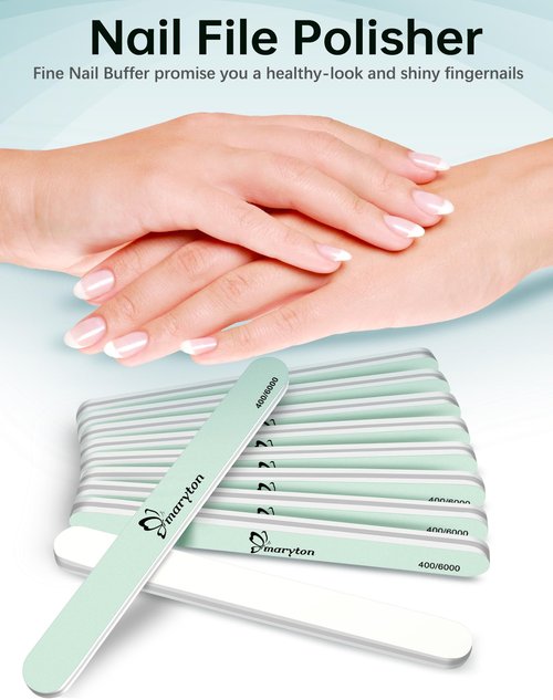 Maryton Nail Buffer and Shine Kit - 10pcs Nail Shine Buffer Blocks for Natural Nails Polisher Fingernail Buffer Buffing File 400 6000 Grit
