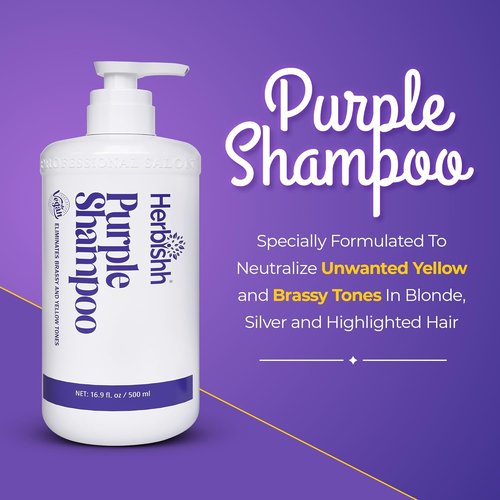 Herbishh Purple Shampoo - Deep Cleansing for Blonde Hair | Eliminates Yellow & Brassy Undertones - 16.9 fl. Oz