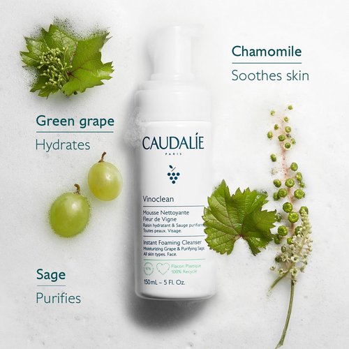 Caudalie Vinoclean Gentle Instant Foaming Facial Cleanser - Perfect for All Skin Types