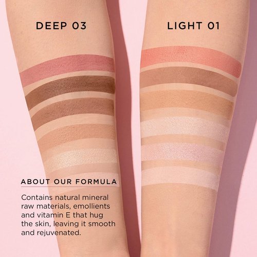Mon Rêve 3-in-1 Contour Palette - Vegan Mineral Makeup for Highlighting, Blushing & Contouring | Parabens-Free, Light & Dark Shades (01 Light)