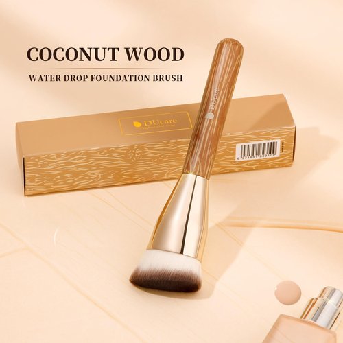 DUcare Angled Foundation Brush for Flawless Makeup Application Professional Liquid, Cream Powder Foundation Brush with Dense Bristles - Contoured for Precise Blending and Buffing