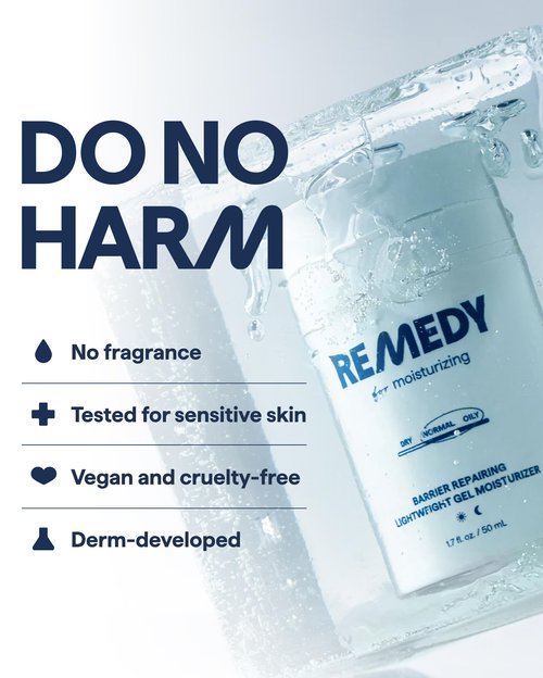 Remedy for Light Moisture | Barrier Repairing Hydrating Lightweight Gel Moisturizer Water Cream for Normal to Oily Skin | By Dermatologist Dr. Shah, 1.7 fl. Oz