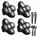 4 Pack Head Shaver Replacement Blades, 5 Blades Shaver Replacement Heads for Bald Men Universal Head and Face Electric Razor Kit with 4 Cleaning Brush