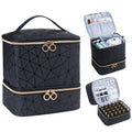 Uross Nail Polish Organizer Bag Holds 30 Bottles Nail Polish & Nail Kit -Nail Polish Storage Organizer Bag Nail Supplies Organizer Case for Nail Tech - Black
