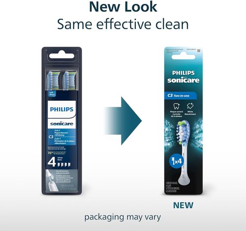 Philips Sonicare C3 Replacement Electric Toothbrush Heads - 4 Pack, One Year Supply, White, HX9044/65