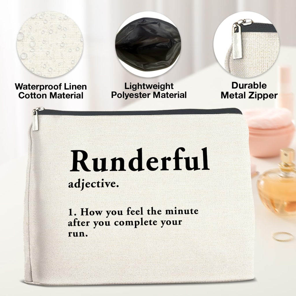 YeleY Funny Running Makeup Bag for Women, Runner Gift for Her, Inspirational Cosmetic Bag, Travel Toiletry Pouch with Zipper