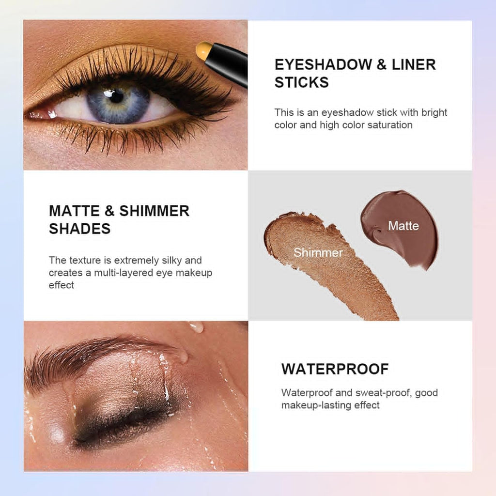 Chifure Eyeshadow Stick - Waterproof Shimmer & Matte Cream Eye Shadow Crayon | 0.056 Oz (#4 Bottle Green)