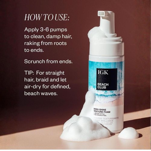 IGK BEACH CLUB High-Shine Texture Foam - Air-Dry Beach Waves with Buildable Hold & Soft Definition
