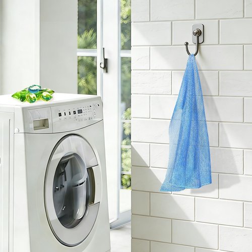 ACLMFUP African Net Bath Sponge for Deep Exfoliation, Reusable Washing Net for Luxurious Lather and Smooth Skin, Gentle Enough for Face and Effective for Body（Blue）