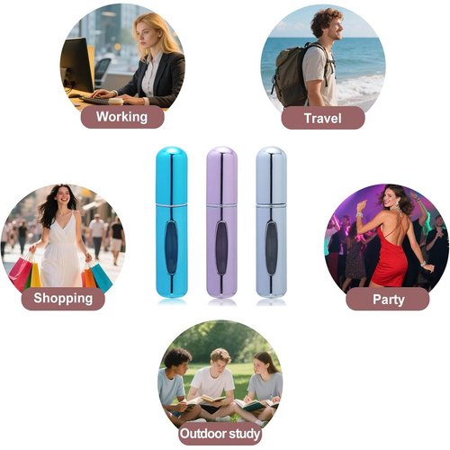 Smtheasy Perfume Atomizer Travel, 5ML Perfume Atomizer Refillables for Refill Portable Cologne Dispenser Small Spray, and 2Pcs Purse Hooks for Tables