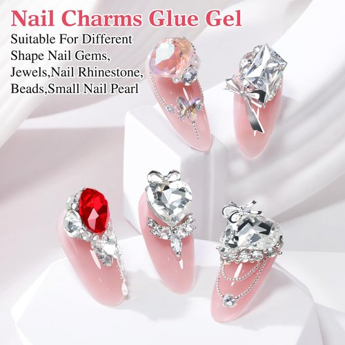 Double Rhythm 1.4 Oz Rhinestone Glue for Nails Gel Glue Design 3D Art Jewels Charm Gem Decoration 40ML Salon DIY (Rhinestone Glue Clear)