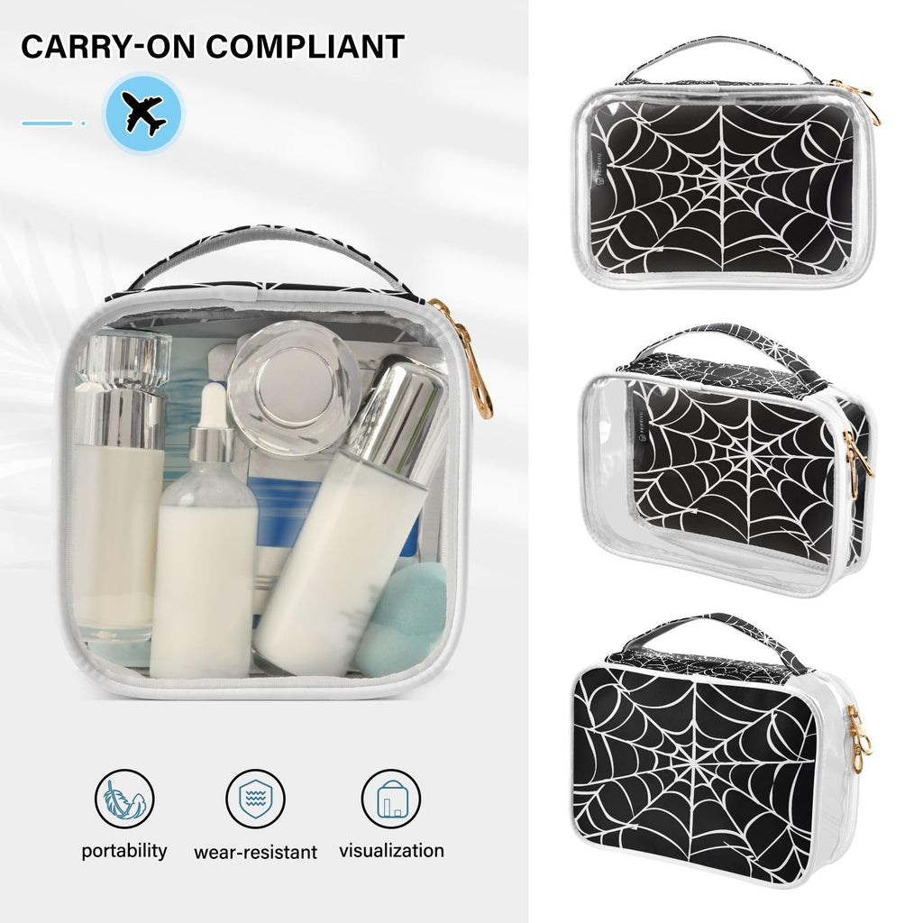 ZOEO 2 Pack Clear Makeup Bag, Goth Spider Web Car Pouches For Organization Waterproof Travel Toiletry Bags For Women Girl