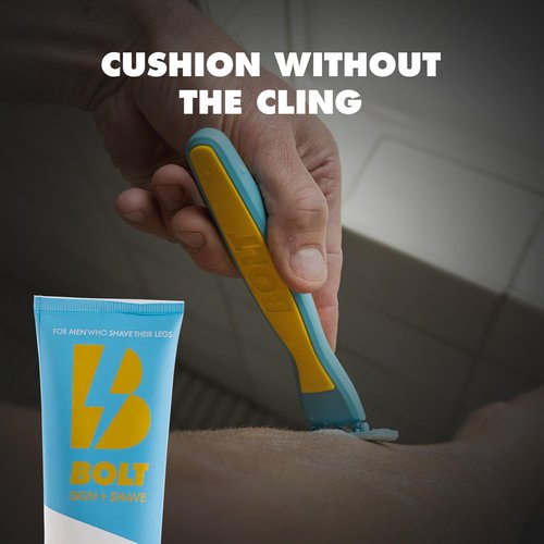 Bolt Skin + Shave - Shave Butter for Men - Ultimate Comfort for Smooth, Gliding Shaves - Reduces Nicks, Cuts and Irritation for a Luxurious Leg Shave with Cooling Aloe Vera and Menthol - 6 Fl Oz