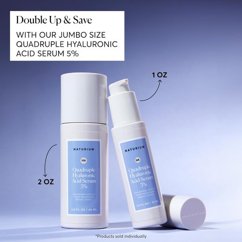 Naturium Quadruple Hyaluronic Acid Serum - Hydrating & Plumping Anti-Aging Face Serum | Fragrance-Free, 1 oz
