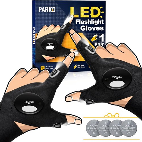 PARIGO LED Flashlight Gloves - Unique Father's Day Gifts for Dad, Grandpa & Husband | Perfect for Camping & Fishing