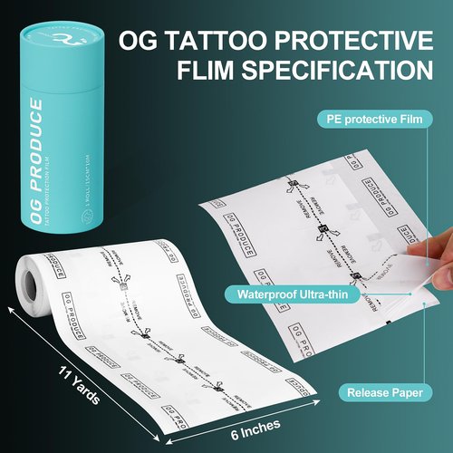 OG Tattoo Protective Film 6" X 11 Yard - Waterproof Tattooing Aftercare Bandage Roll for Second Skin Tattoo Wrap - Breathable, Sterile, Ultra Flexible, Latex-Free - Faster Tattoos Healing
