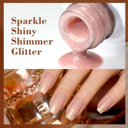RARJSM Glitter Nude Gel Polish 6pcs Set Pale Pink Milky Jelly Cashmere Pink Beige Apricot Champagne Brown Shimmer Iridescent Holographic Gel Nail Polish 7.5ml Translucent Natural Soak off UV LED Cured