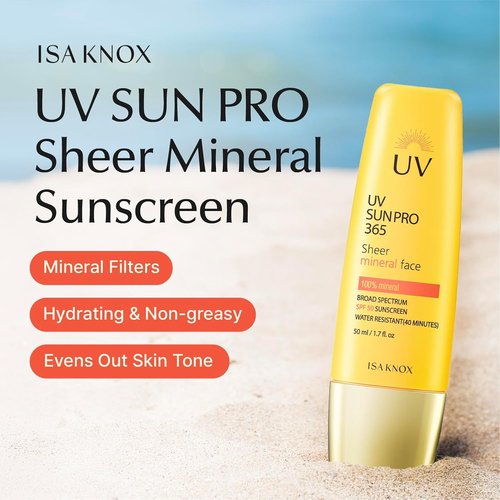 Isa Knox UV Sun Pro Sheer Mineral Sunscreen - SPF 50 Broad-Spectrum, Matte Finish, 1.7 fl oz | Anti-Aging Formula with Niacinamide & Jakyang Extract