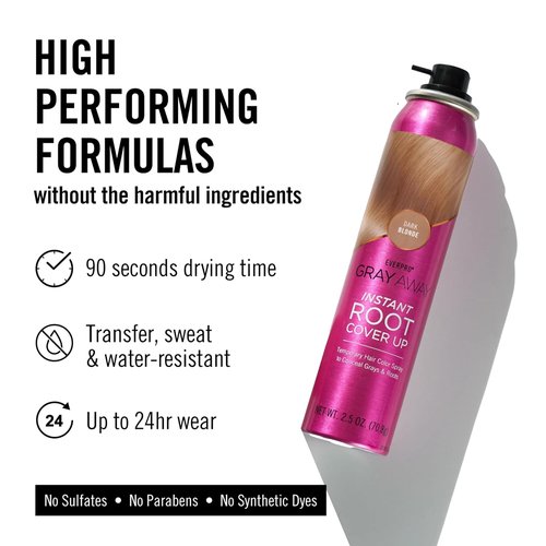 Everpro Gray Away Instant Root Cover Up Spray - Dark Blonde 2.5oz | Quick & Easy Hair Solution