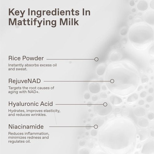 RejuveNAD Mattifying Milk Anti-Shine Spray - Hydrating Hyaluronic Acid & Rice Powder, 3.4 Fl Oz