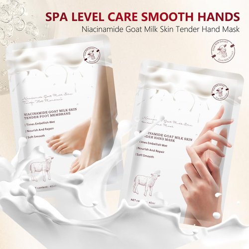 GUOYAOLIFU Hydrating Hand Foot Masks Set for Women Men,3 Pack Glove Mask for Dry Hand & 3 Pack Socks Mask for Dry Cracked Feet（Milk）