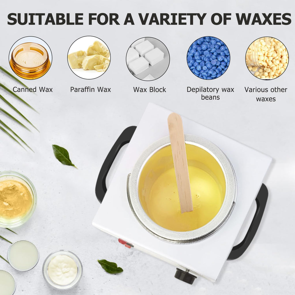 Wax Warmer Kit For Hair Removal, Professional Waxing Kit with 50pcs Waxing Sticks Single Wax Warmer Electric Heater For Women & Men, Facial Skin Body SPA Salon Equipment