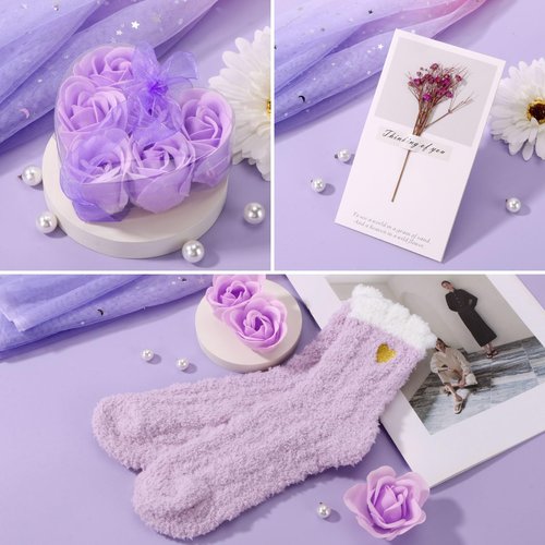 Birthday Gifts for Women Self Care Gift Set, Purple Relaxing Spa Gift Baskets Get Well Soon Care Package, Unique Valentines Day Gifts for Her Mom Wife Girlfriend Friends Sister