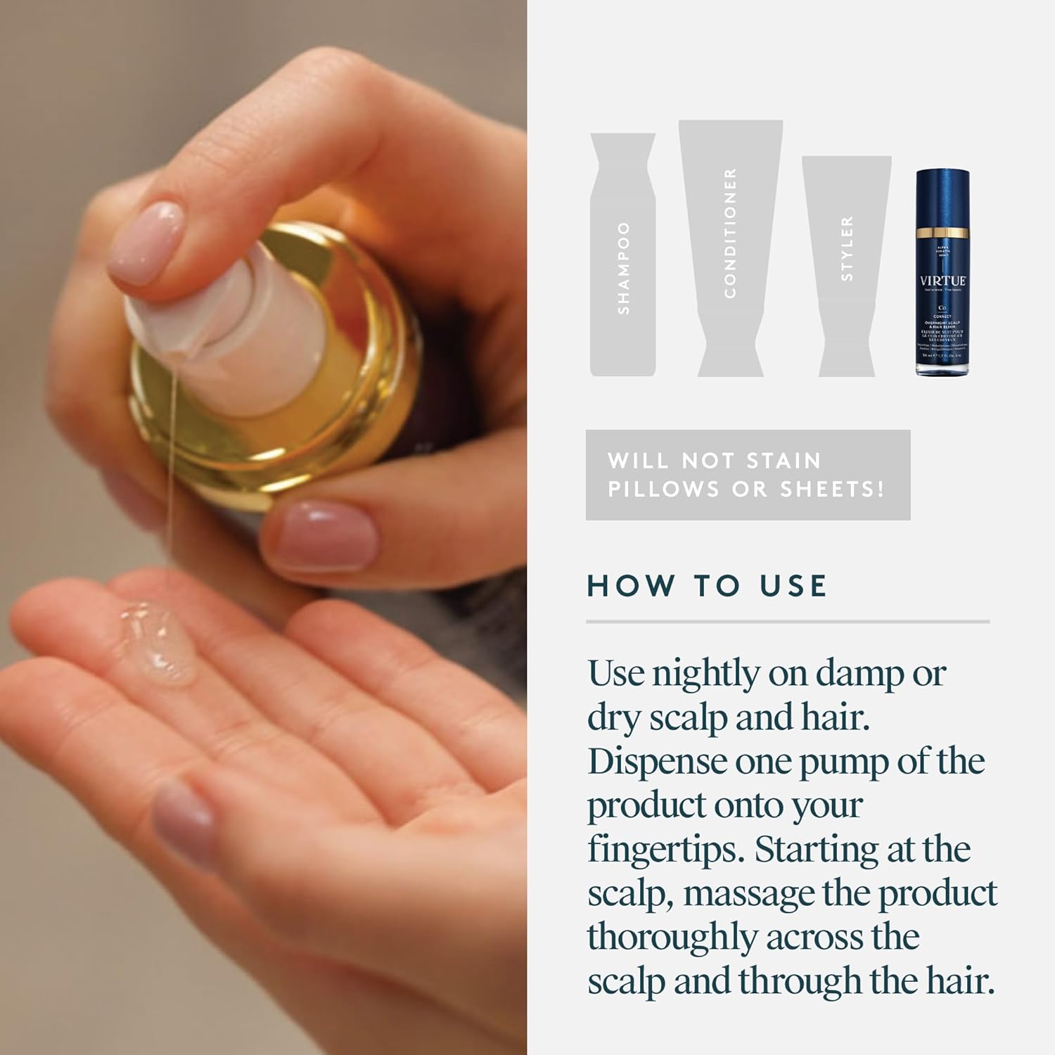 VIRTUE Correct Overnight Scalp & Hair Elixir - Drug-Free, Dermatologist Tested, 1.7 Fl Oz