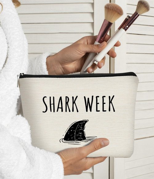 BARPERY Shark Gifts for Women Small Makeup Bag, Shark Lovers Gifts Cosmetic Bag, Makeup Bag Organizer Gift for Shark Lover,BirthdayMakeup Bag Organizer Gifts