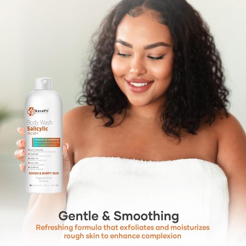 KERAPIL Exfoliating Body Wash - Salicylic Acid Formula for Smooth Skin | Unscented, 16 fl oz