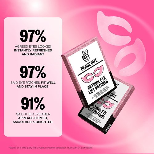Peace Out Retinol Eye Lift Patches - 360° Biocellulose Mask with Retinol & Peptides for Fine Lines (5 Pairs)