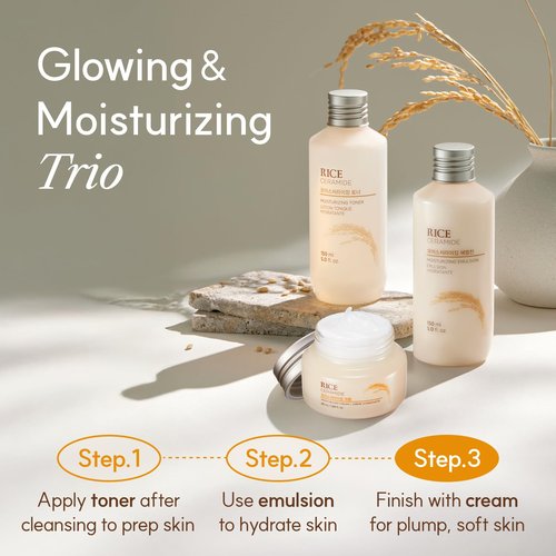 The Face Shop Rice Ceramide Cream, Hydrating Face Moisturizer, for Dry & Combination Skin, Lightweight, Fast-absorbing, 1.69 fl. oz.
