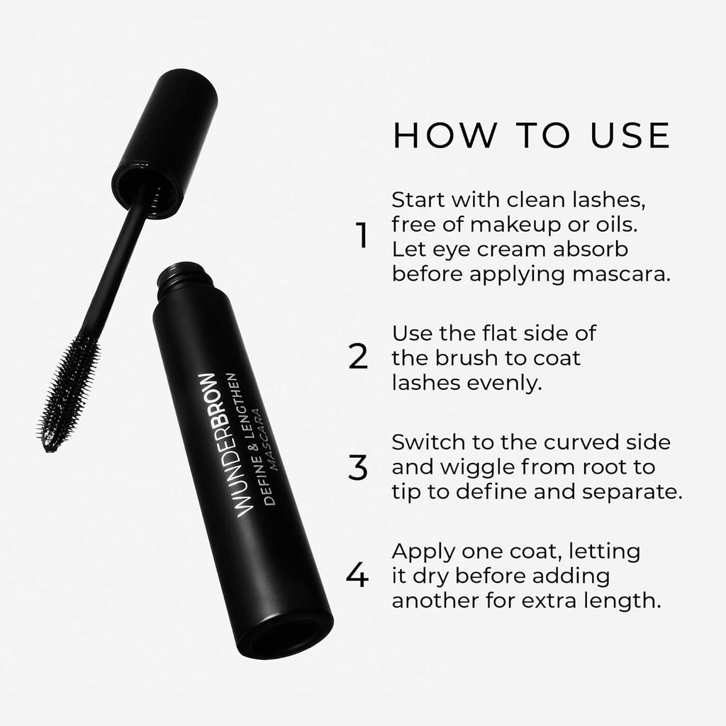 Wunderbrow Define & Lengthen Mascara - Long-Lasting, Water-Resistant, Vegan & Cruelty-Free