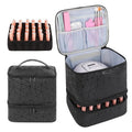 AGX Bravo Nail Polish Storage Organizer Double Layer Gel Nail Polish Bag for Nail Dryer UV Light Carrying Case Holds 30 Bottles Travel Portable Compartment Case for Manicure Supplies, Black (BAG ONLY)