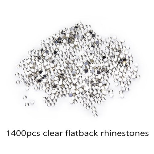 LIGHT RAIN Rhinestone Picker Tool - 2pcs Dual-head Bedazzling Pen with 4 Wax Tips, 8pcs Clay, Adjustable Precision Tweezers, 1400pcs Rhinestones and 2pcs Organizer Tray Kit for Nail Art