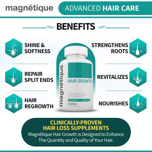 Magnetique Hair Growth -Promotes Stronger, Longer, Healthier Hair - GMO Free with Natural Ingredients