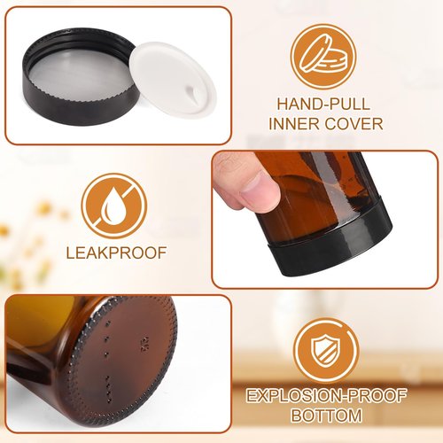 48 Pack 4oz Amber Glass Jars with Lids, Airtight Containers with Liners Lid for Cosmetics, Travel, Lotions Powder, Onitments Candle Making, DIY | Leak-Proof, Reusable (4OZ)