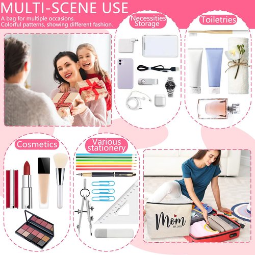 DJOLY Birthday Gifts for Mom, Mothers Day, Best New Mom Gifts for Birthday Mama Bag, Mom To Be Gift, Pregnancy Gifts for Expecting Mom Essentials Mommy Makeup Bag, Christmas Cosmetic Pouch
