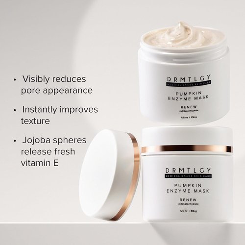 DRMTLGY Pumpkin Enzyme Face Mask - Gentle Exfoliating Treatment for Dull Skin & Fine Lines | 5.5 oz